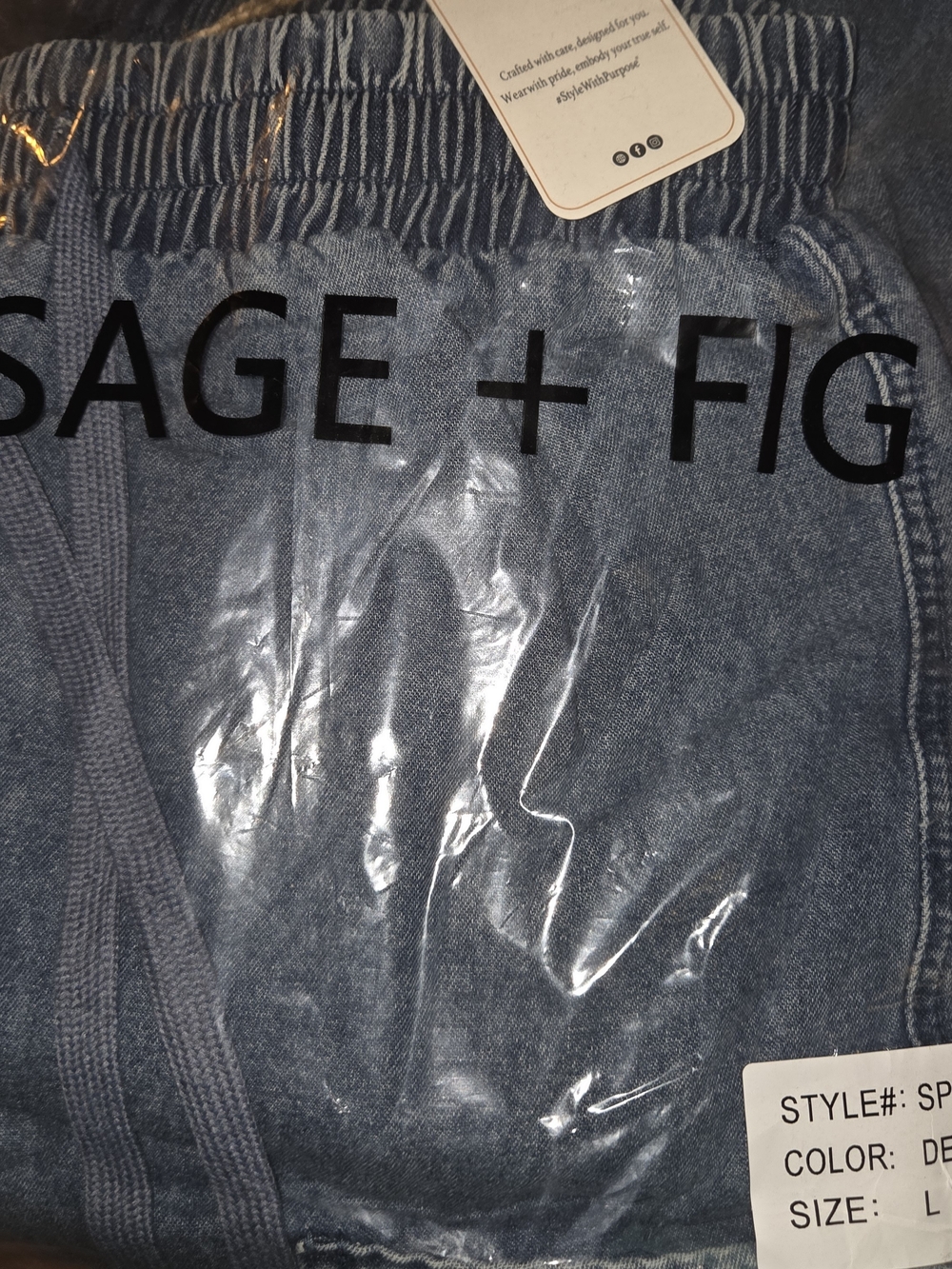 Wide-Leg Drawstring Denim Pants in Washed Blue - Picture 6 of 6